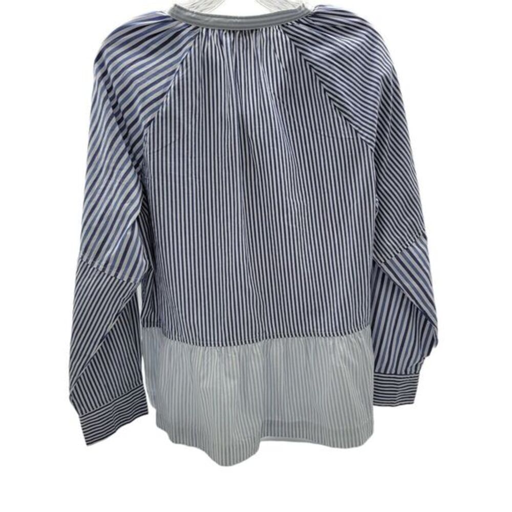 NWT Free Assembly Color Block Striped Sections Vneck Peplum Top Long Sleeve Sz L - Picture 2 of 12